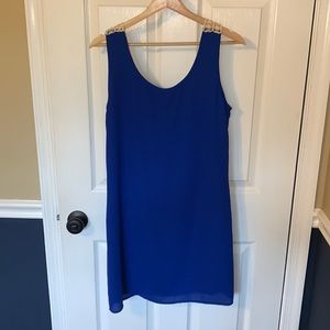 Pink Owl Royal Blue Crochet Back Shift Dress